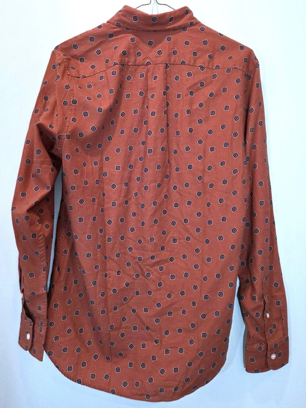 NWT J. Crew Wool Blend Burnt Saffron Print Shirt Size XS